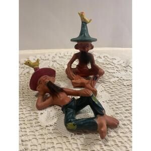 Vintage Japan Reclining Sleeping Hillbilly Men Beards Salt & Pepper Shakers